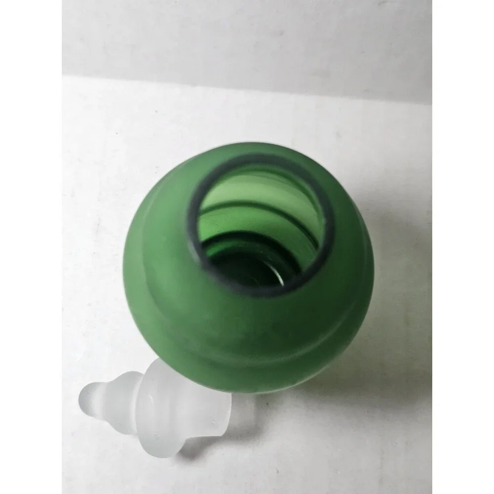 Set Of 2 Green Glass Apothecary Jars Ribbed Frosted